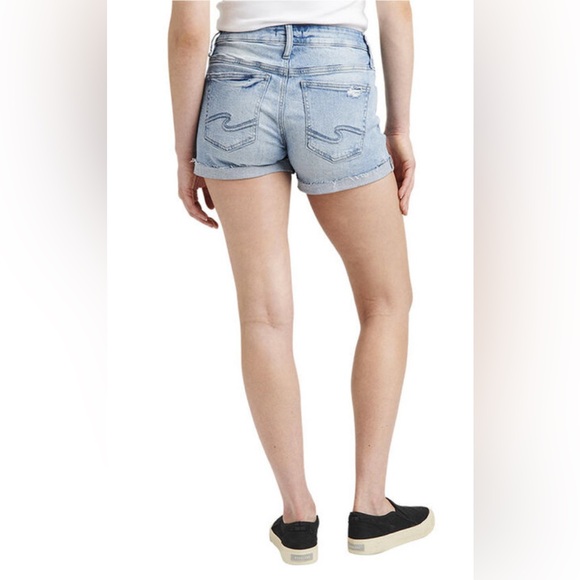Sz 25 (W5) L4 Boyfriend Mid Rise Short boyfriend mid rise shorts Indigo wash NW - Picture 2 of 13